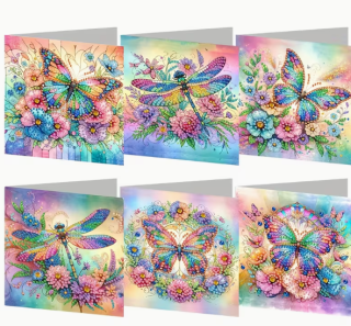 Diamond Painting 6-teilig Blumen Schmetterlinge